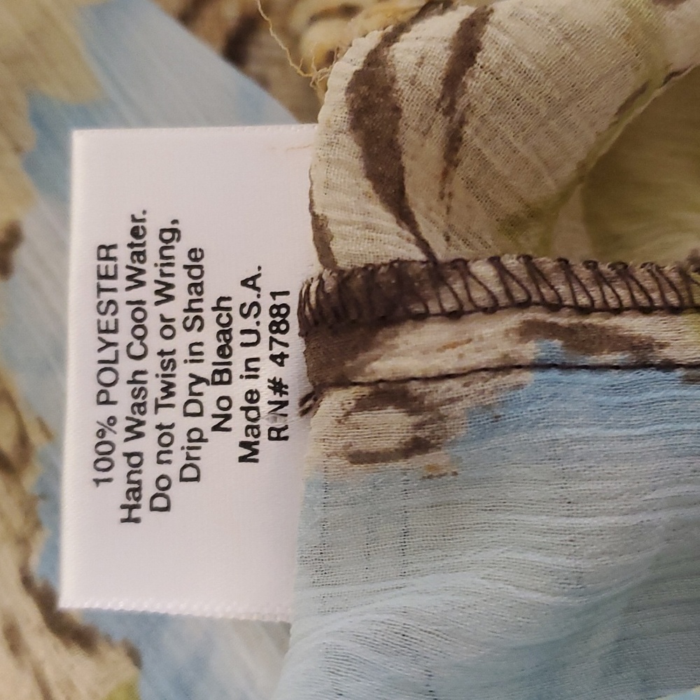 La Palapa Sheer Chifon Cheeta Blue Floral Print Beach Pants M - Picture 5 of 5